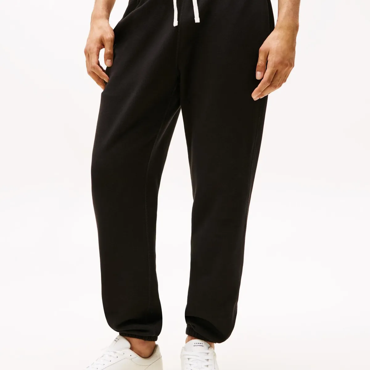 TOMMY HILFIGER - Joggers negro de felpa con bajos elásticos Tommy Hilfiger