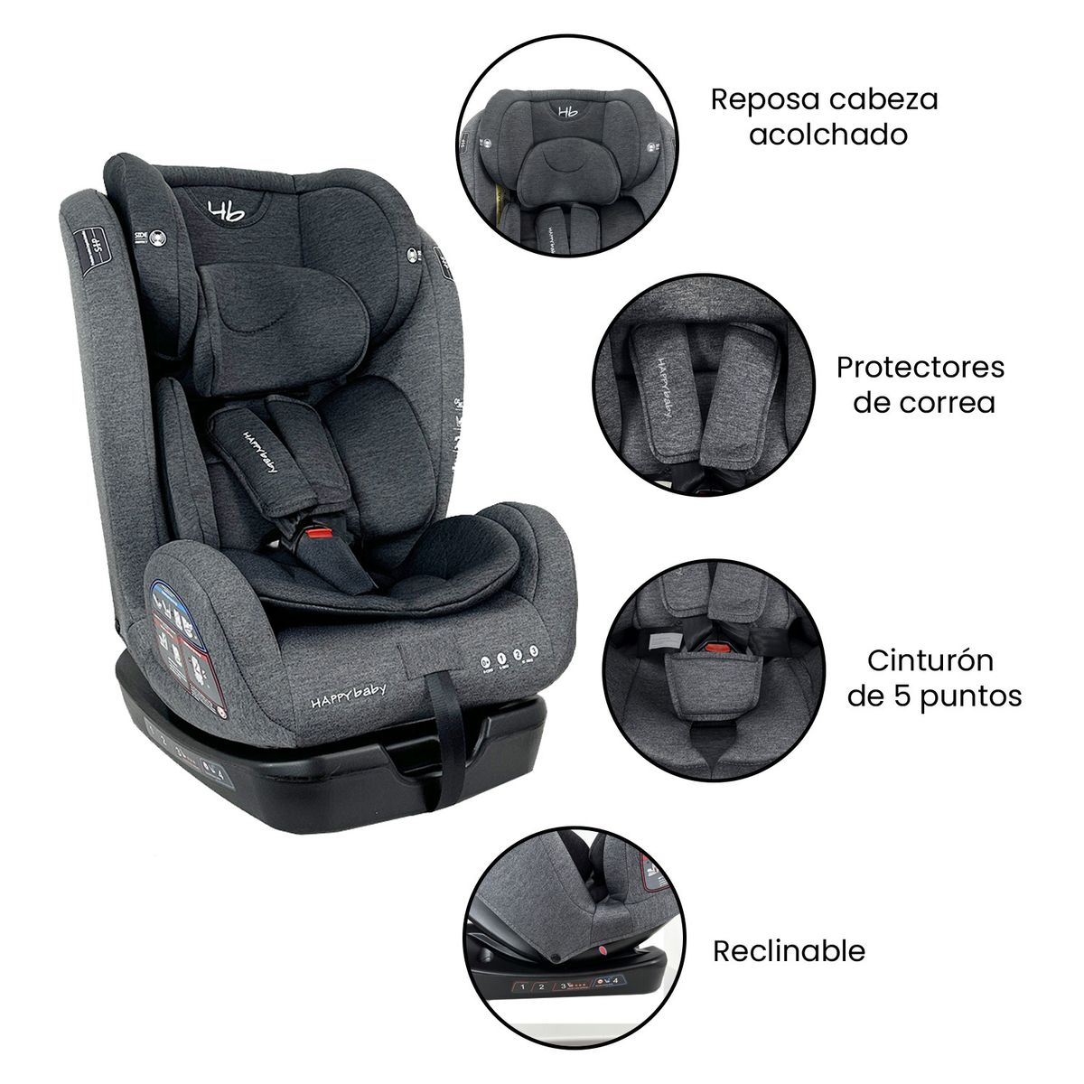 Happy Baby - Silla para carro bebe Happy Baby Italia Gris