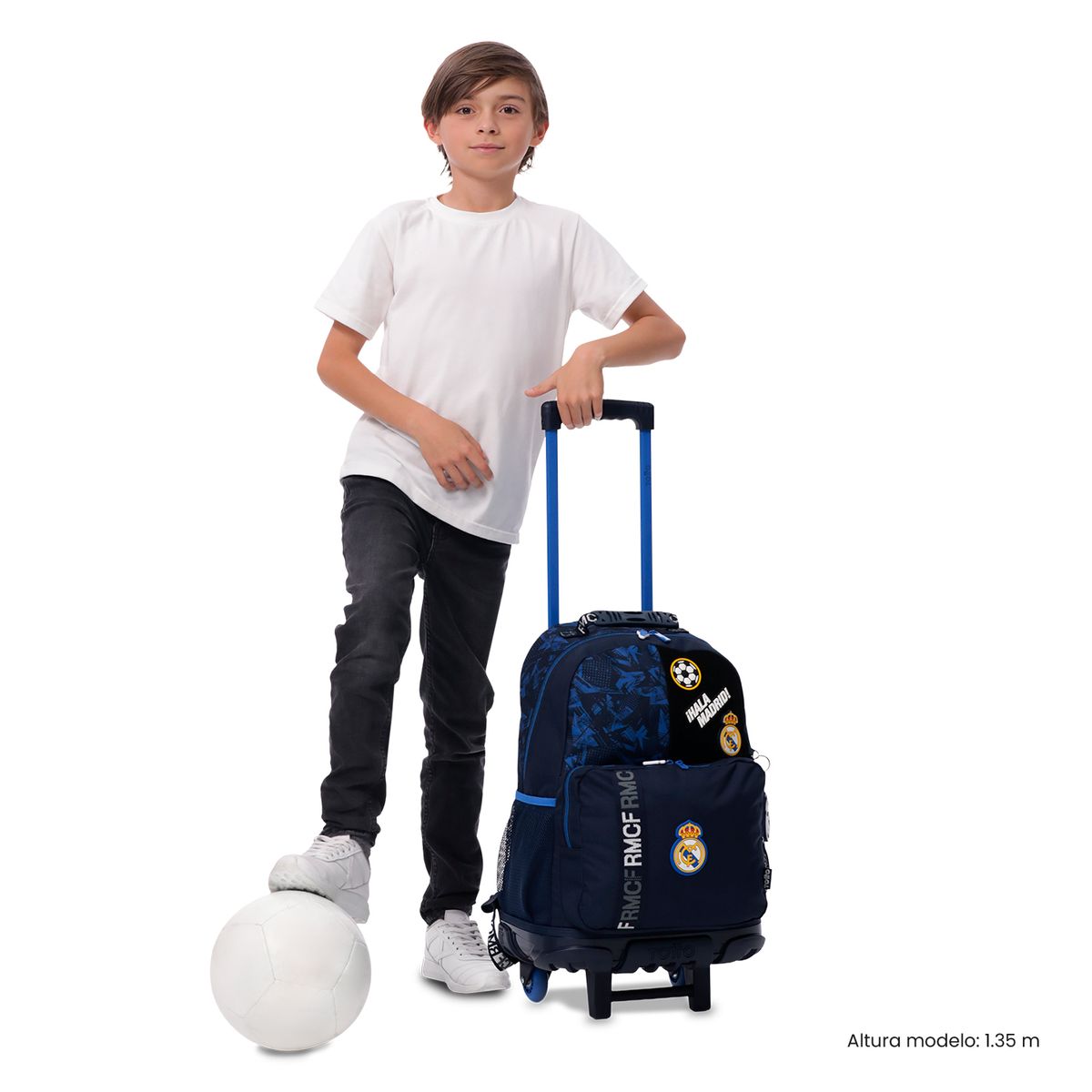 TOTTO - Morral Mochila Escolar Ruedas Real Madrid L Niño Azul Totto