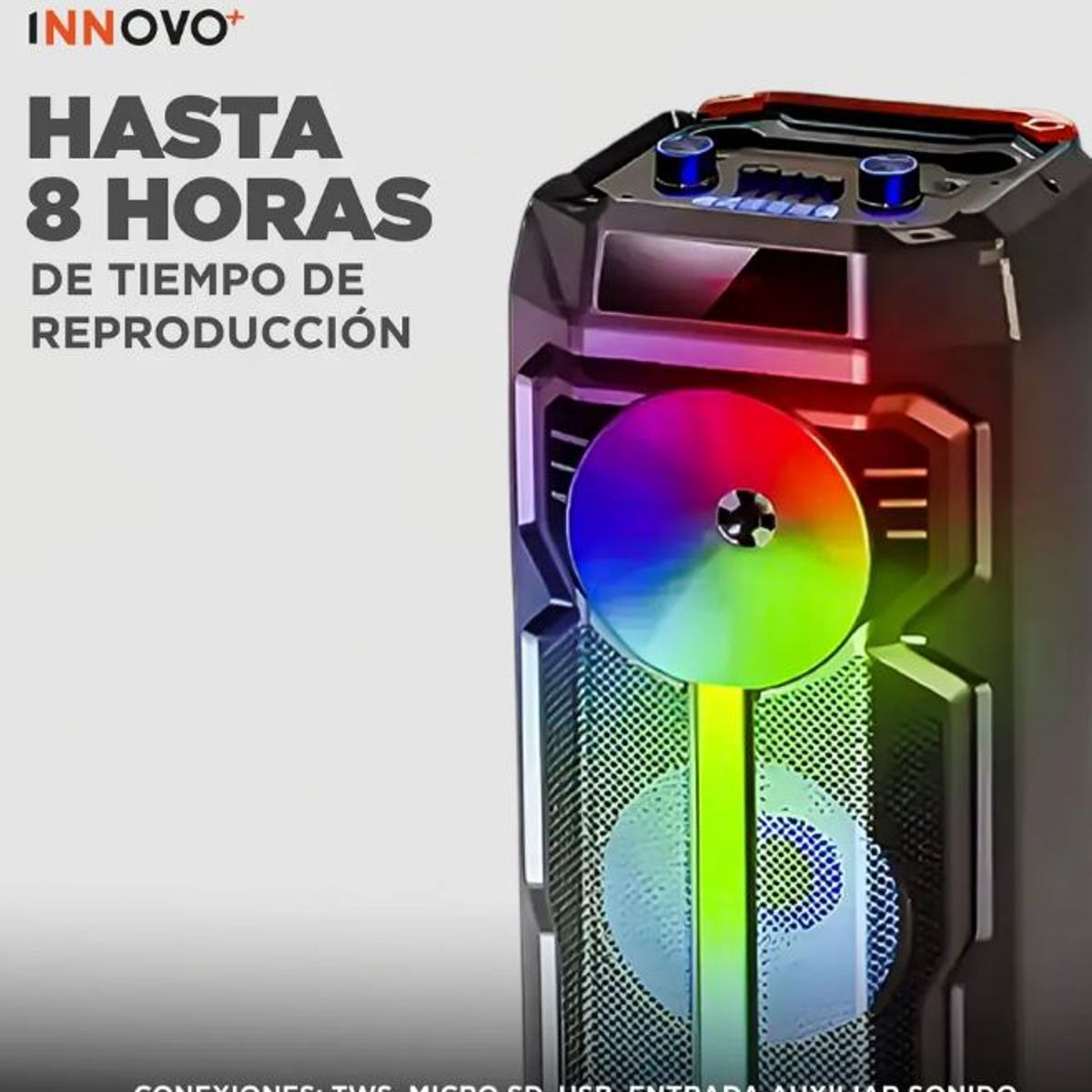 INNOVA - Parlante Bluetooth Potente Cedi-g 2896 Tws Luces Led Micrófono Negro 110v Negro 110v