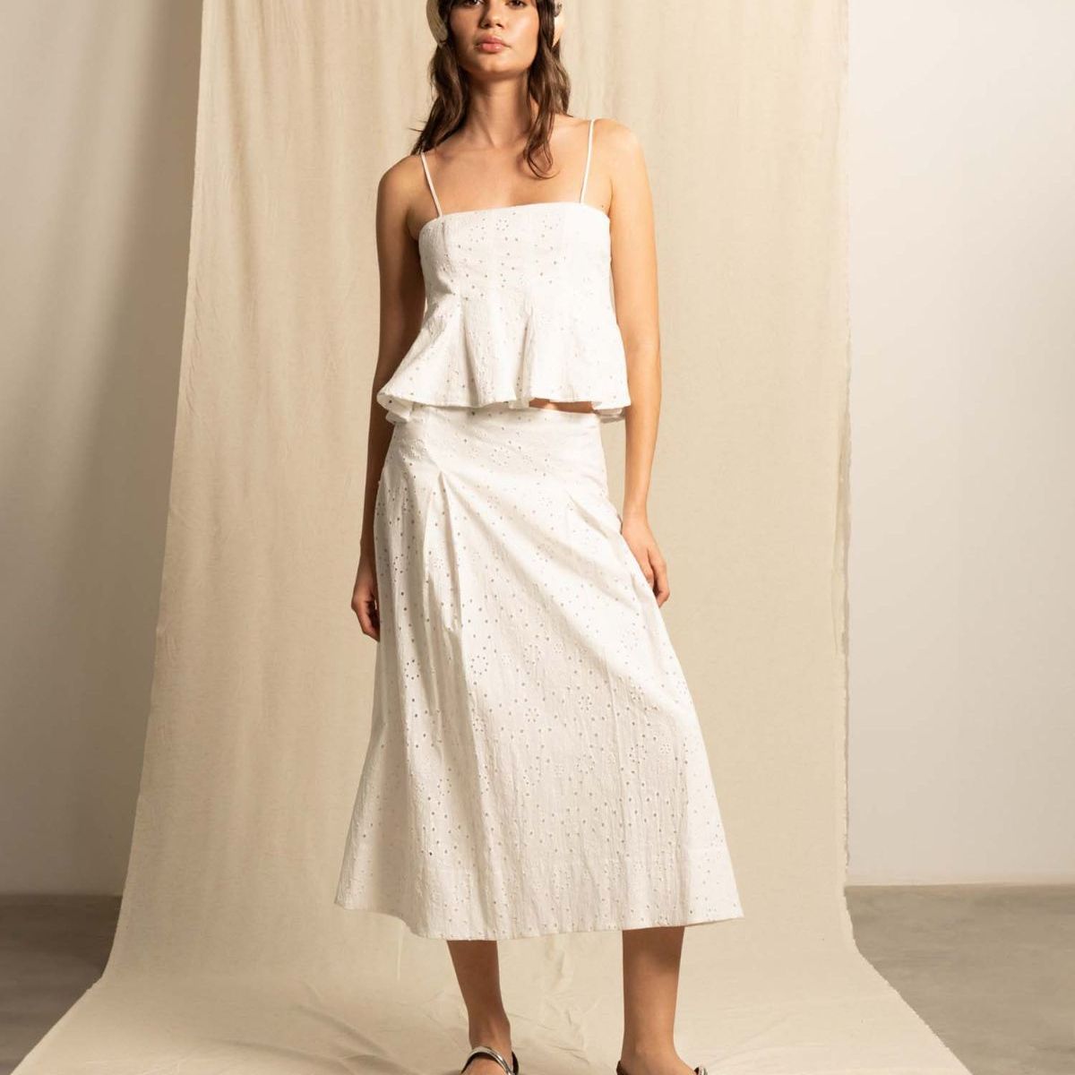 SEVEN SEVEN - Falda Midi Estampada  Para Mujer Crudo Seven Seven