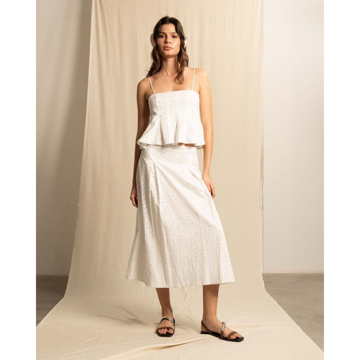 SEVEN SEVEN - Falda Midi Estampada  Para Mujer Crudo Seven Seven