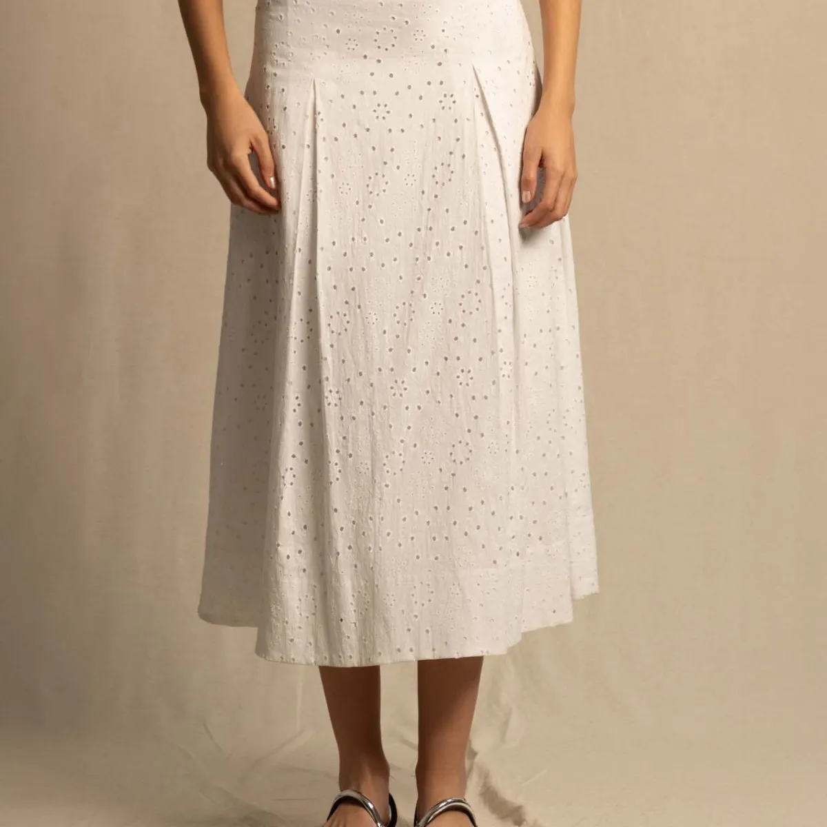 SEVEN SEVEN - Falda Midi Estampada  Para Mujer Crudo Seven Seven