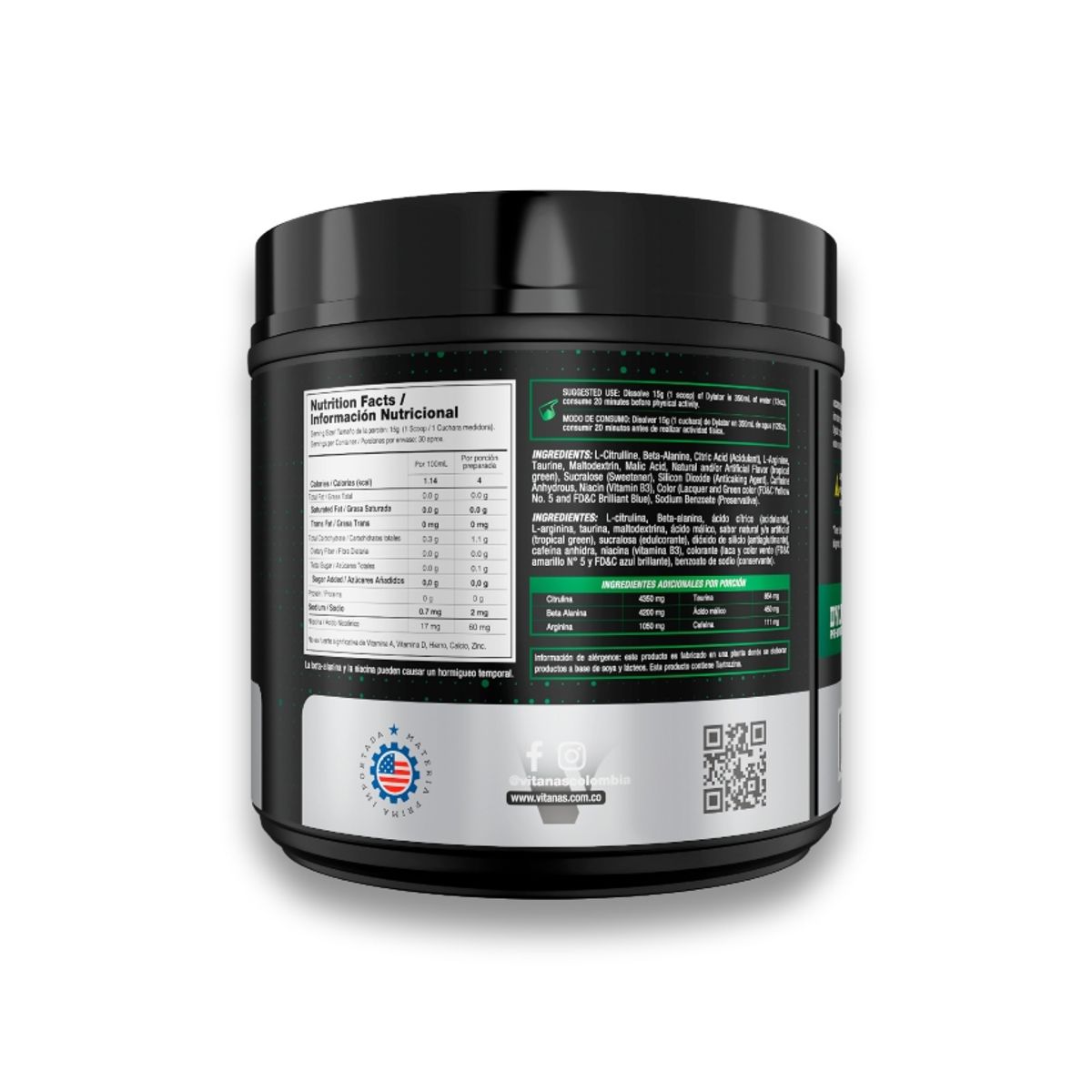 VITANAS - Dylator Pre-Workout - Tropical Green - Vitanas
