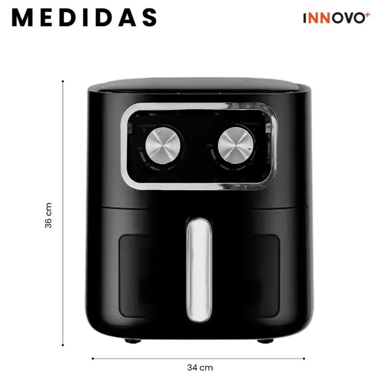 INNOVA - Freidora Air Fryer De Aire 6.5 Litros 2400w Ventana Visora Negro 110v Negro 110v