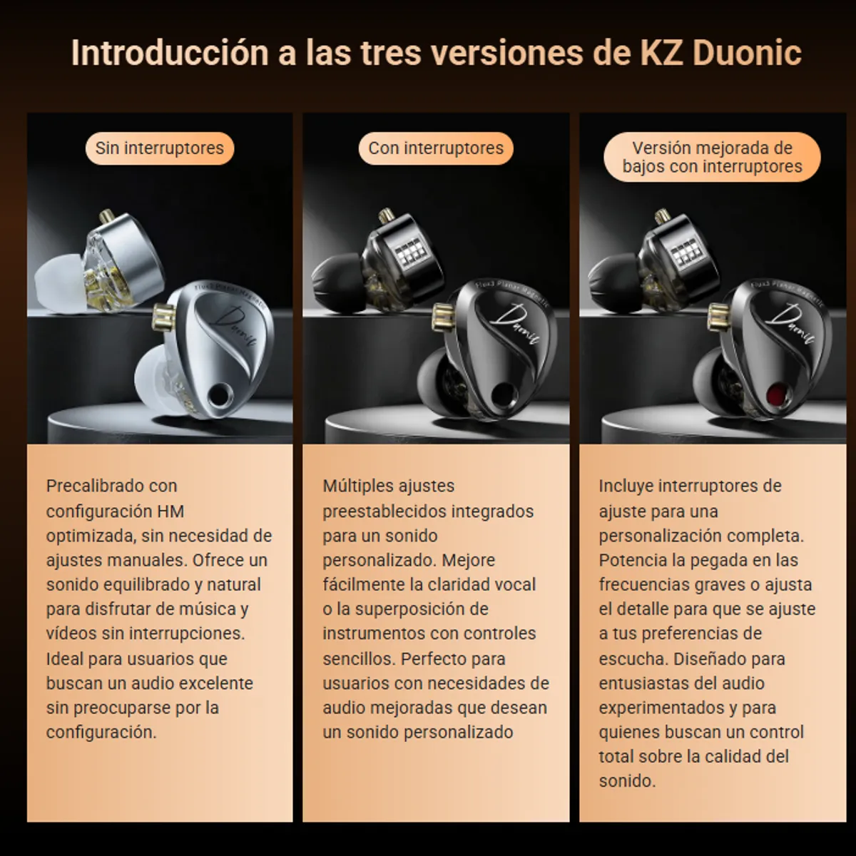 KZ - Audifonos In Ear Kz Duonic Version Bass Improved Con Switch
