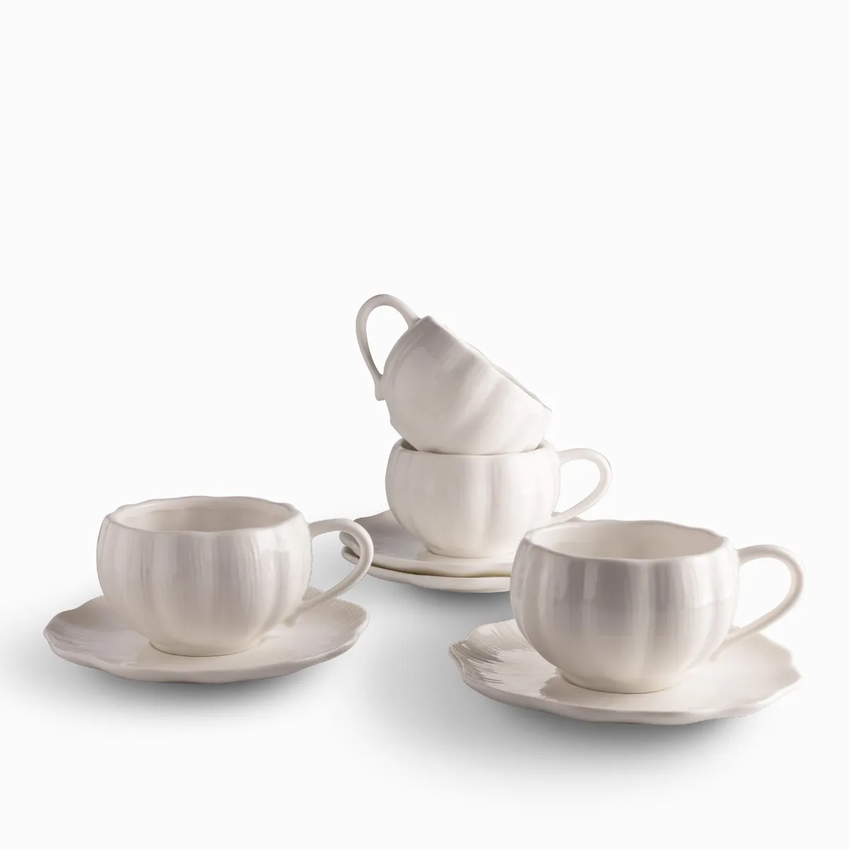 AMBIENTE GOURMET - Pocillo y plato Pumpkin 200ml setx4