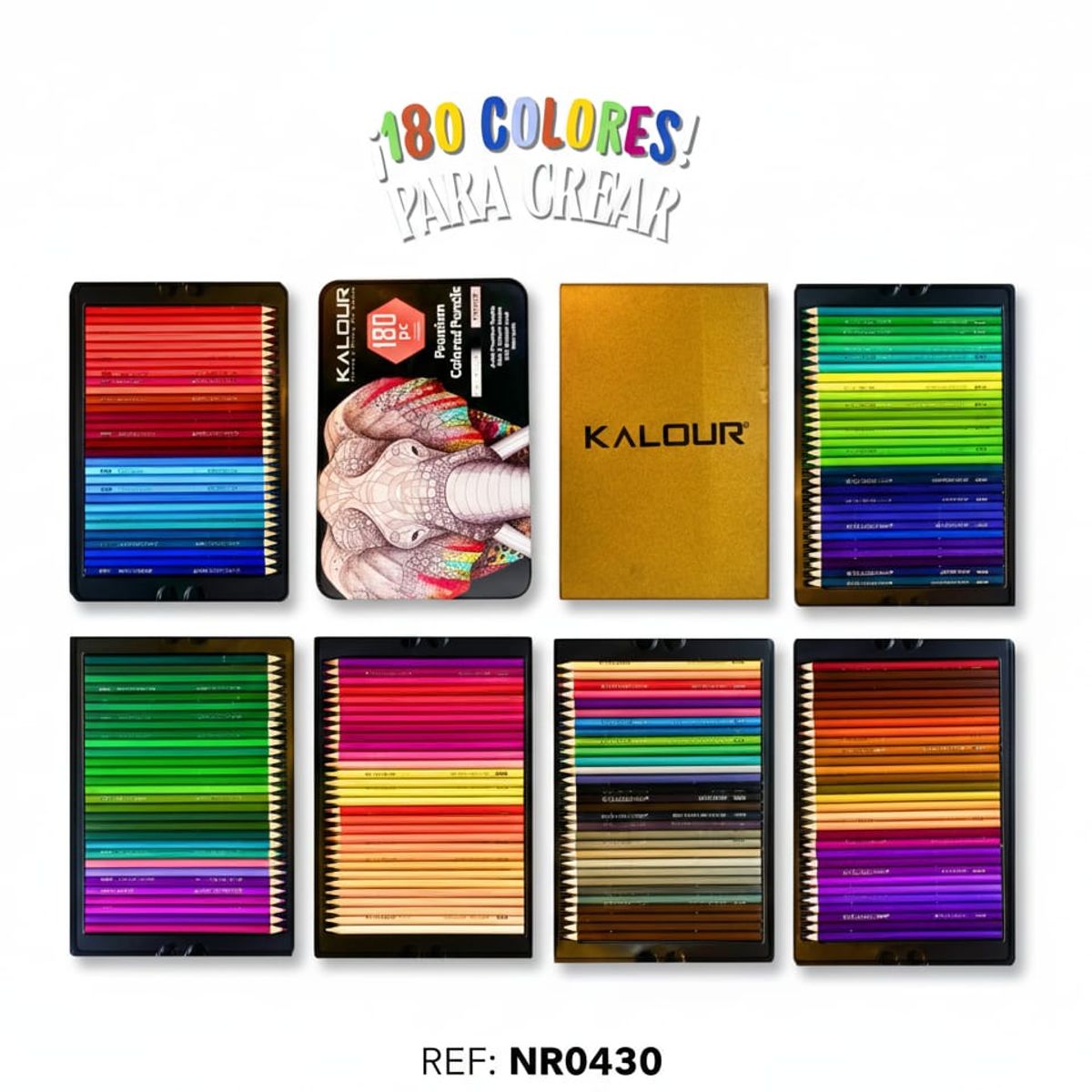 AMERICAN GENERICS - Set de Lápices de Colores Profesionales Kalour - Estuche de 180 Piezas Premium