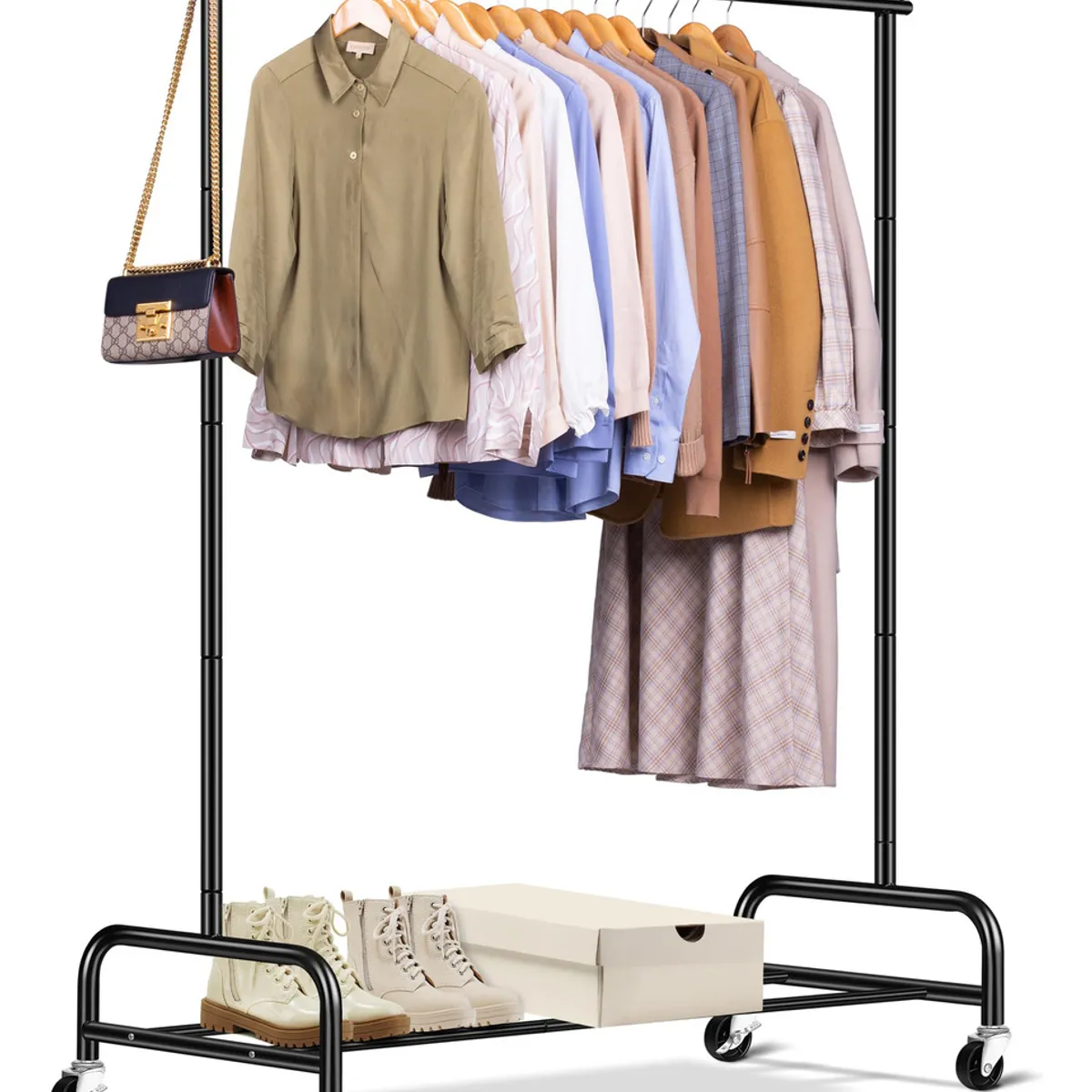 GENERICO - Perchero colgadero de ropa  De Metal Con Ruedas 150 Cm Para Colgar Ropa Negro