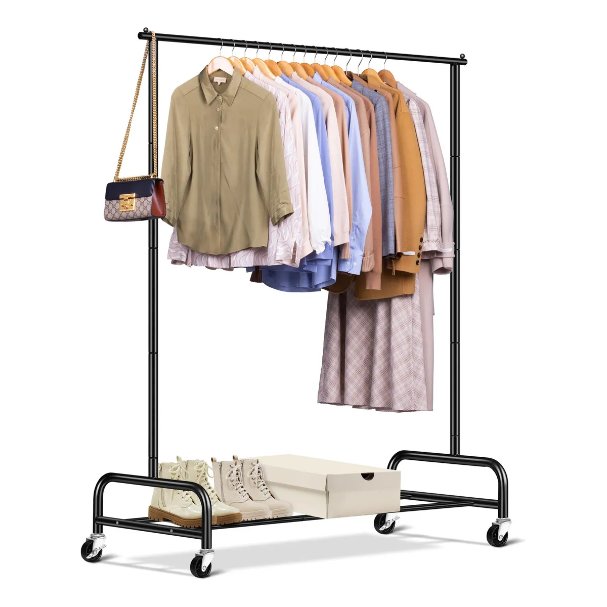 GENERICO - Perchero colgadero de ropa  De Metal Con Ruedas 150 Cm Para Colgar Ropa Negro