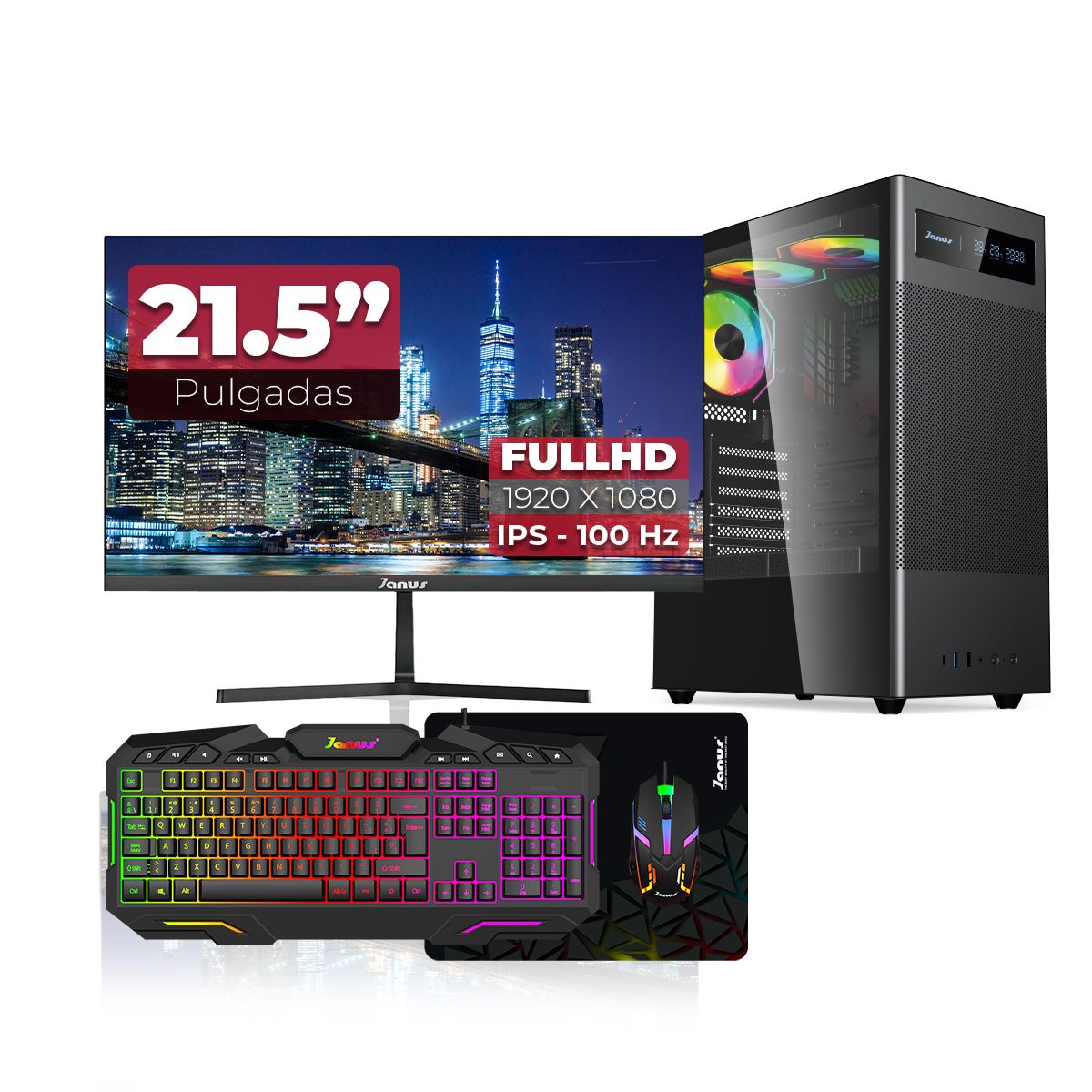 JANUS - Computador Gamer Ryzen 5 5600GT / SSD 500GB / RAM DDR4 16GB / MONITOR 22 PULGADAS 100HZ