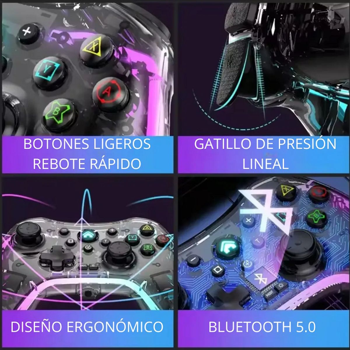 GENERAL - Control Gamer Inalambrico Bluetooth Rgb Para Ps4 Ps5 Mando