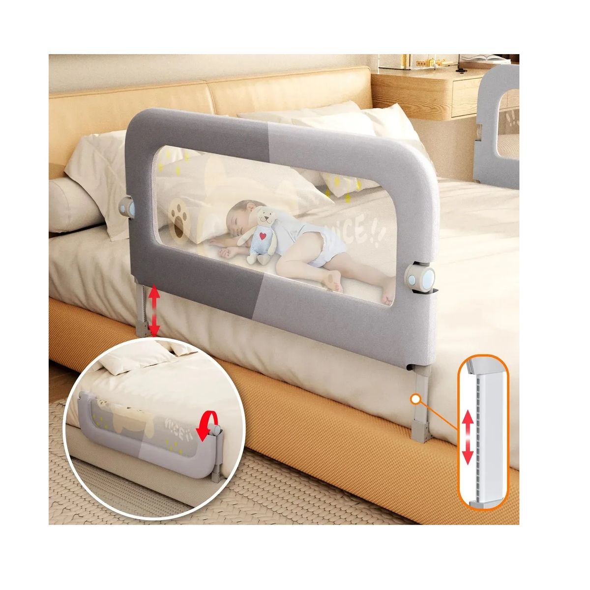 OEM - Barandilla De Protección De Cama Para Niños Ajustable