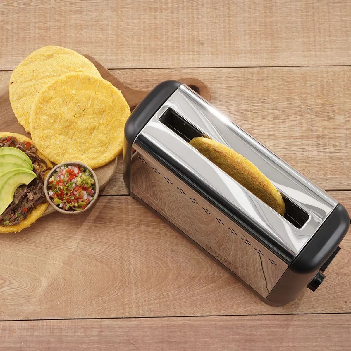 UNIVERSAL - Tostadora de arepas , 5 niveles de tostado, capacidad 1 puesto, elevación automática de la arepa