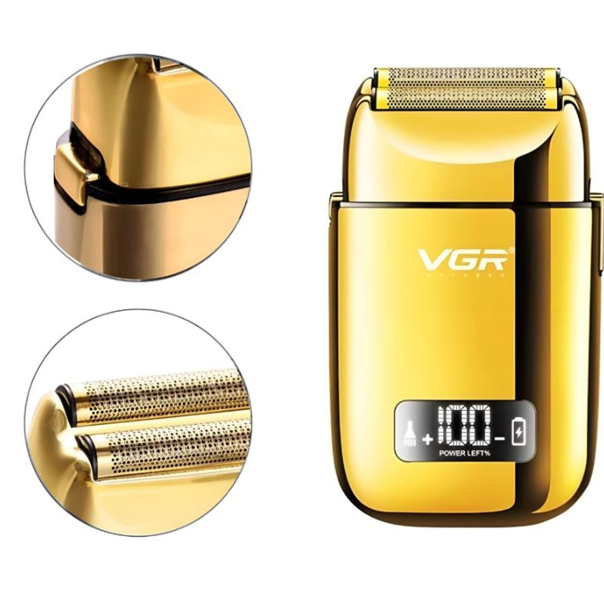 VGR - Afeitadora Shaver Vgr 338 Recargable Digital Profesional Dorado 110v