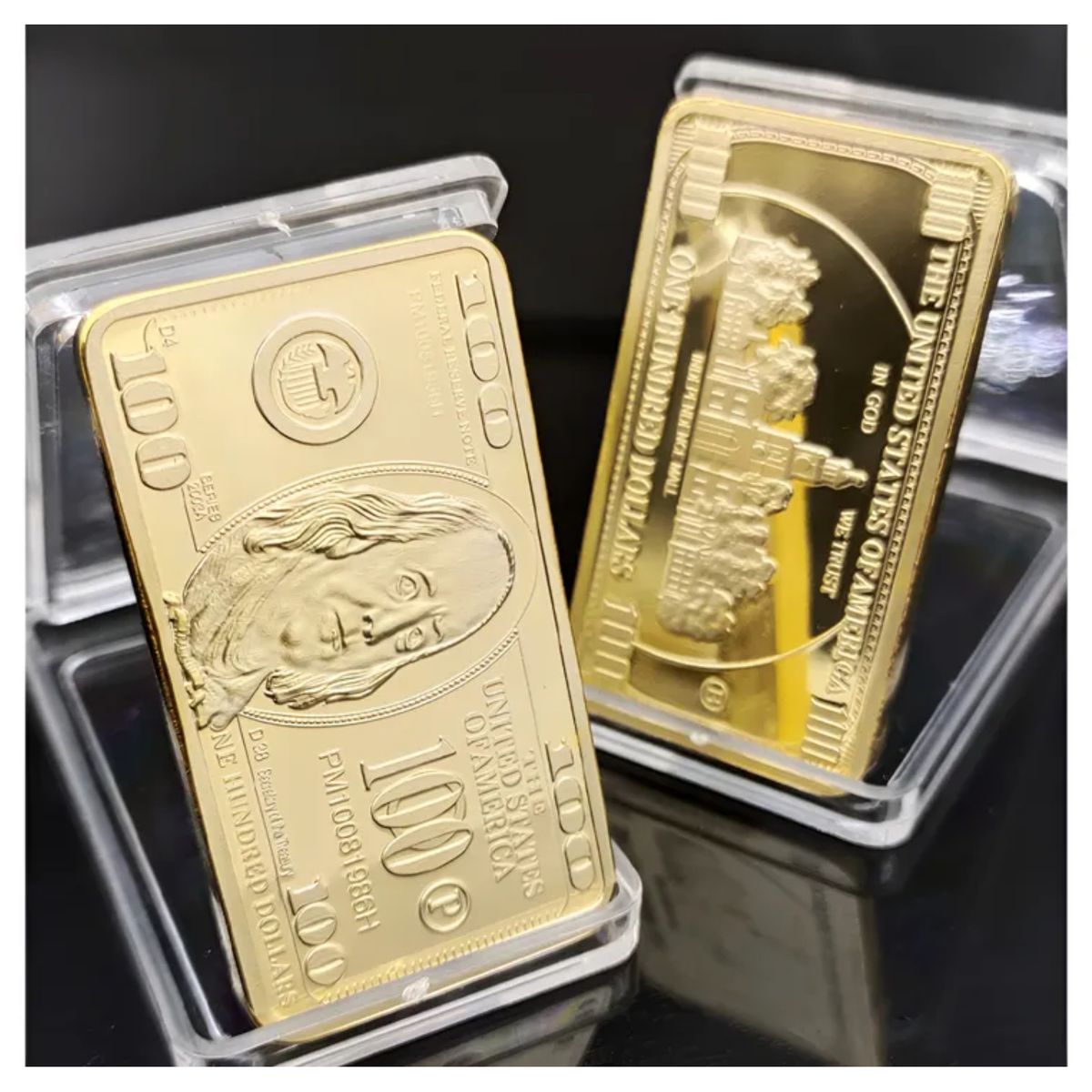 OTRAS MARCAS - Lingote Billete 100 Dólares Dorado - Decoración Abundancia Atraccion
