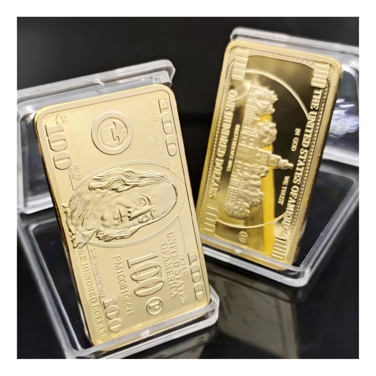 OTRAS MARCAS - Lingote Billete 100 Dólares Dorado - Decoración Abundancia Atraccion