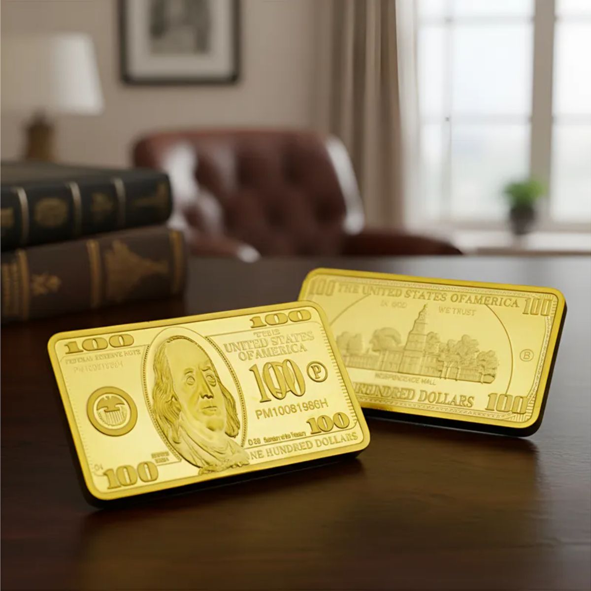 OTRAS MARCAS - Lingote Billete 100 Dólares Dorado - Decoración Abundancia Atraccion