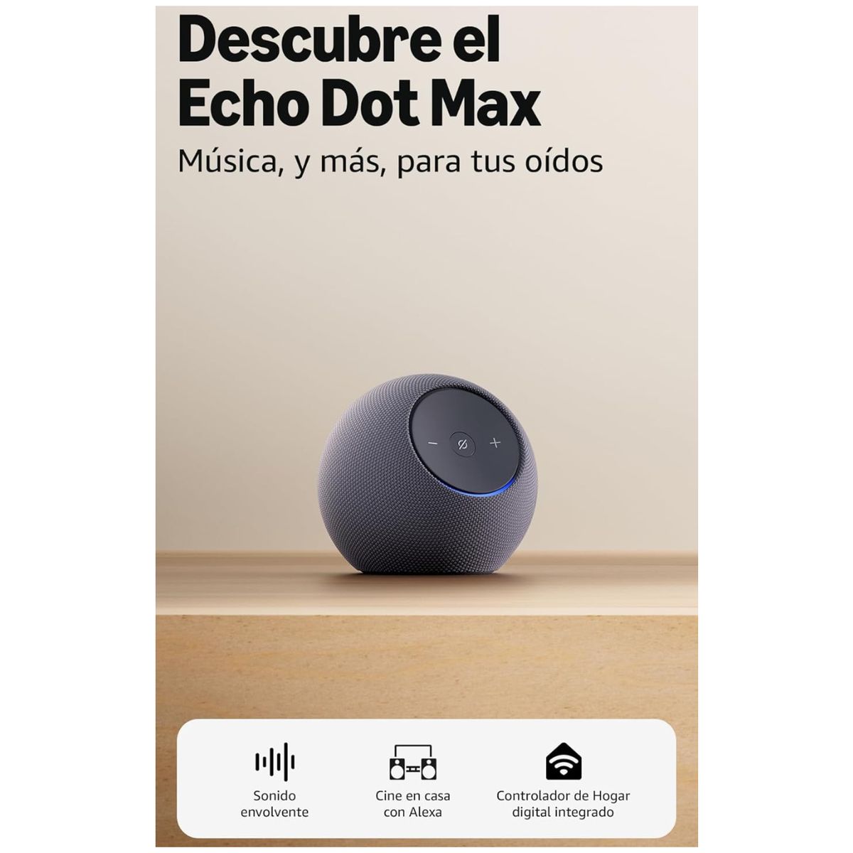AMAZON - Amazon Alexa Echo Dot Max Asistente Virtual con Sonido Envolvente Negro