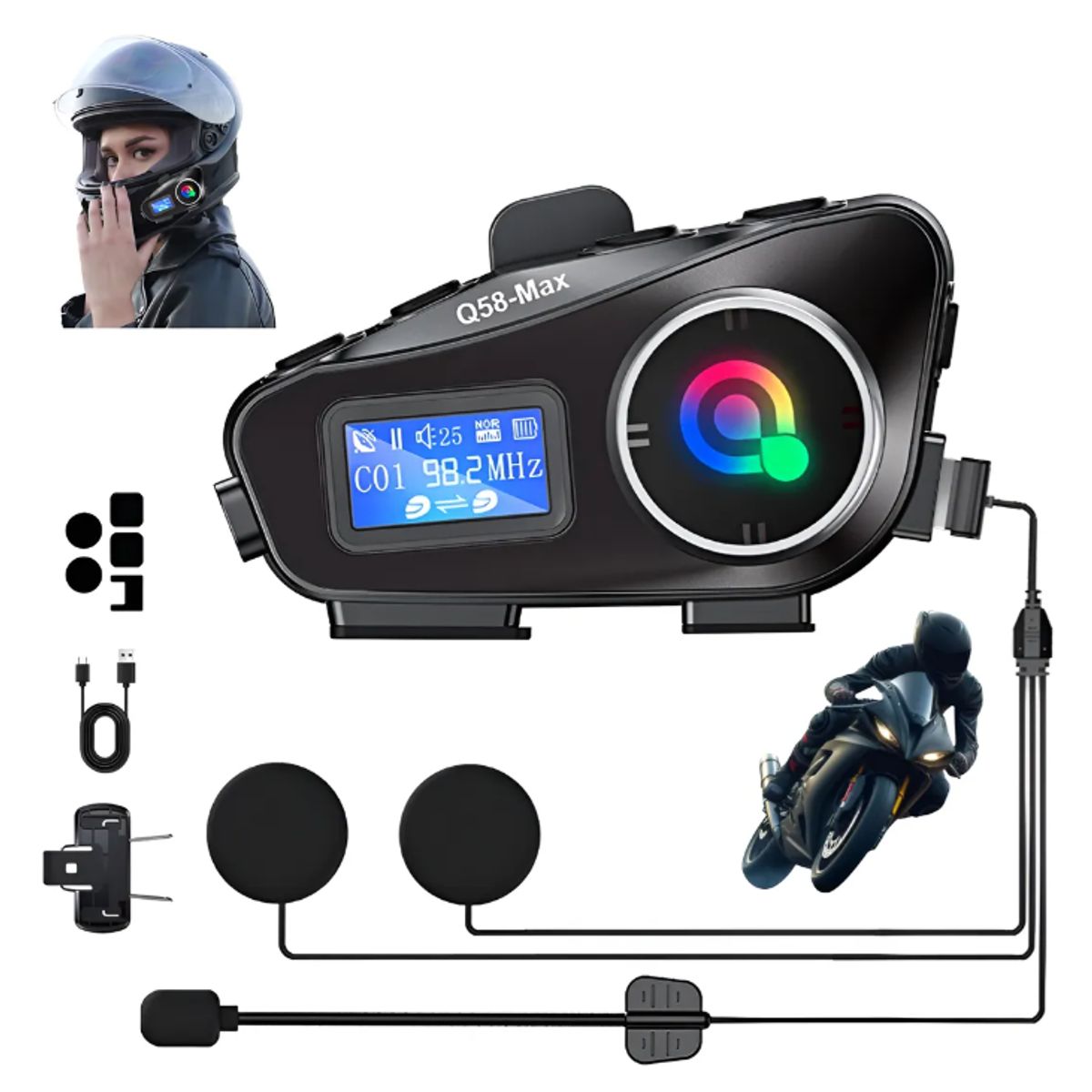 GENERICO - INTERCOMUNICADOR Q58 2 MICRO PARA CASCO