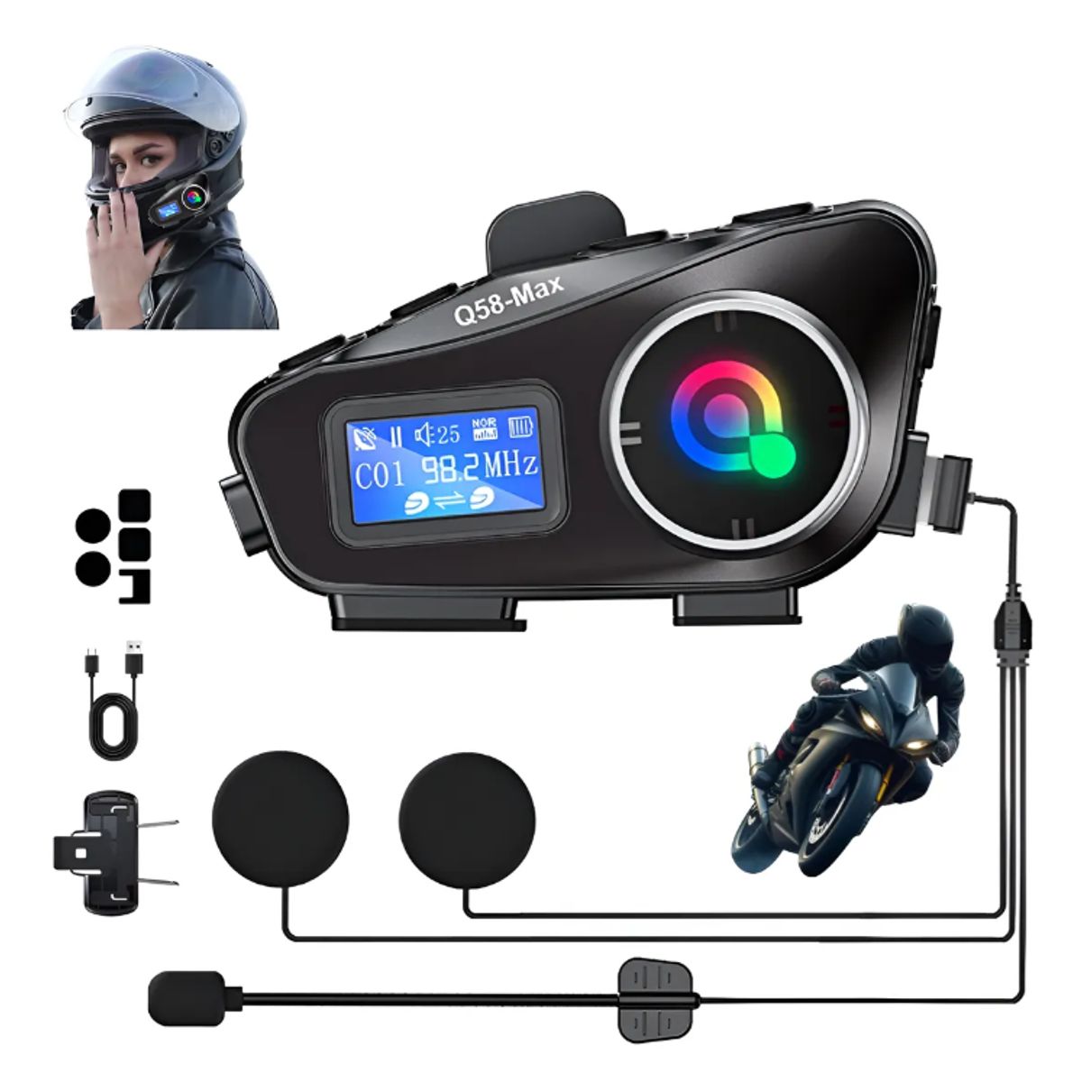 GENERICO - INTERCOMUNICADOR Q58 2 MICRO PARA CASCO
