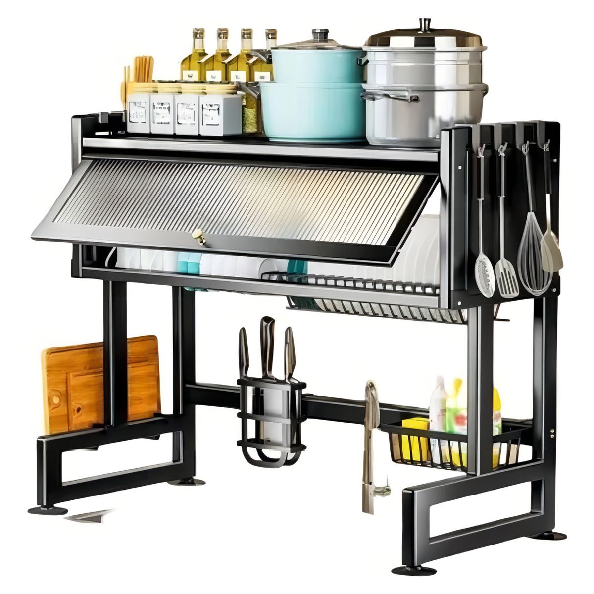 GENERICO - Escurridor de Platos para Gabinete 85 cm /Acero Esmaltado / Multifuncional Sobre Fregadero/ Premium