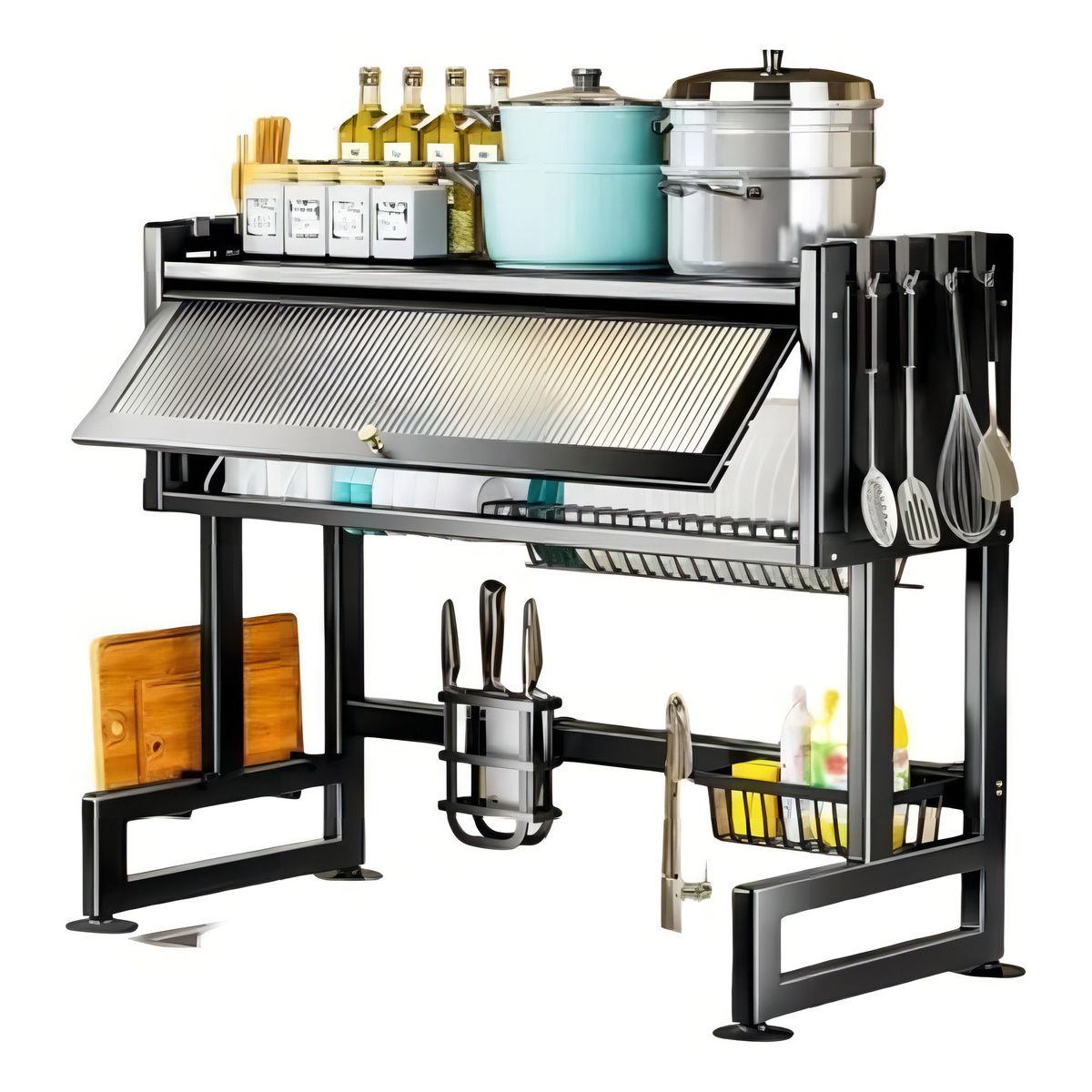 GENERICO - Escurridor de Platos para Gabinete 85 cm /Acero Esmaltado / Multifuncional Sobre Fregadero/ Premium