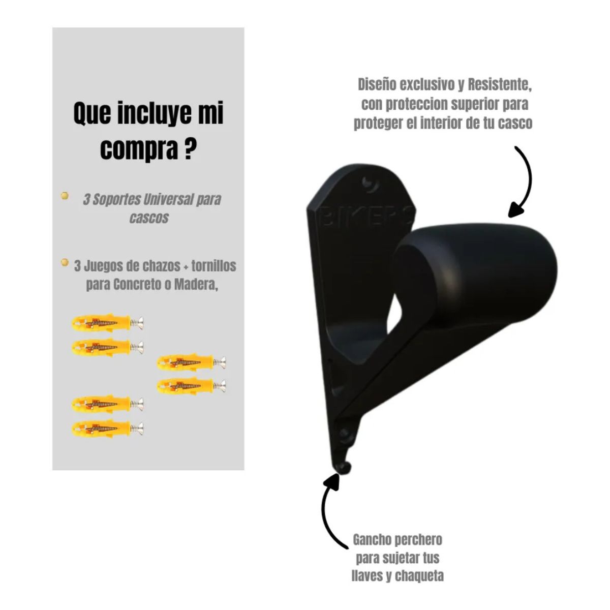 AMERICAN GENERICS - 3 Soportes Universal Para Cascos Moto Bicicleta Pared