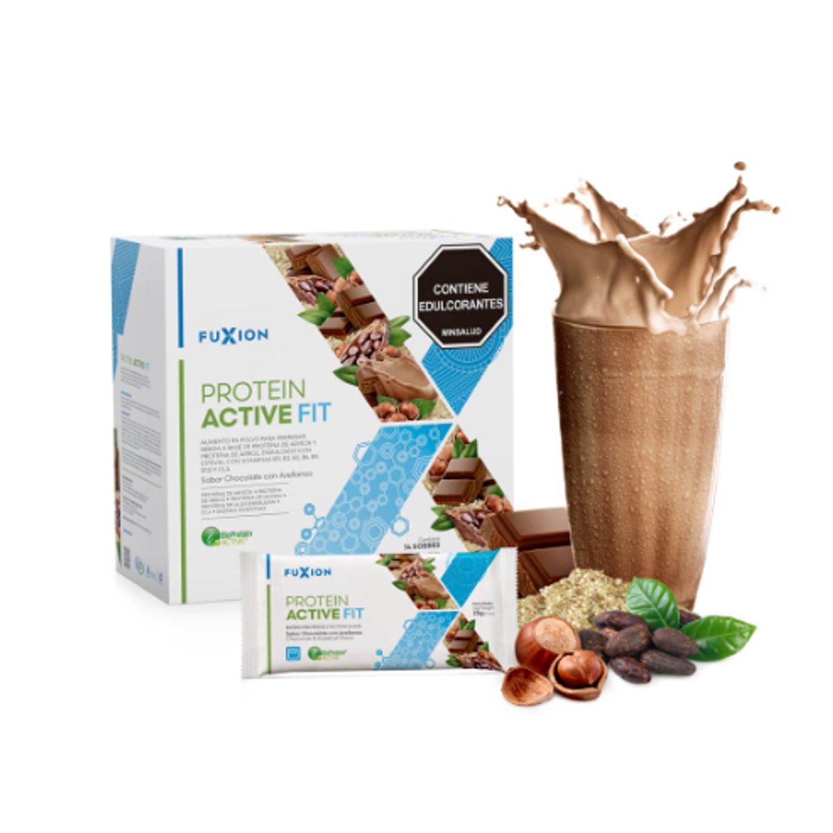 FUXION - PROTEIN ACTIVE FIT - CHOCOLATE CON AVELLANAS - FuXion - Proteína Vegana