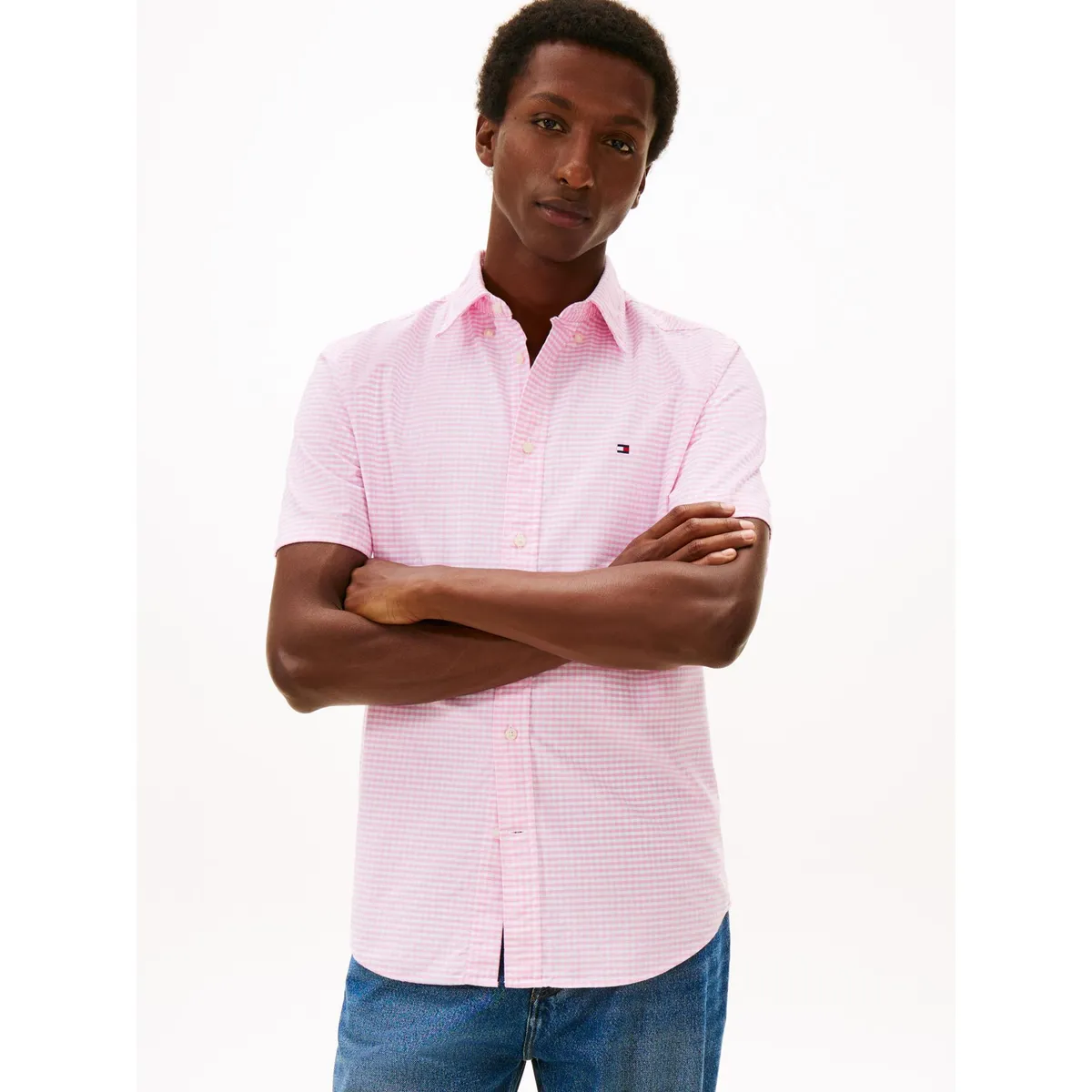 TOMMY HILFIGER - Camisa rosada heritage oxford de cuadros gingham Tommy Hilfiger