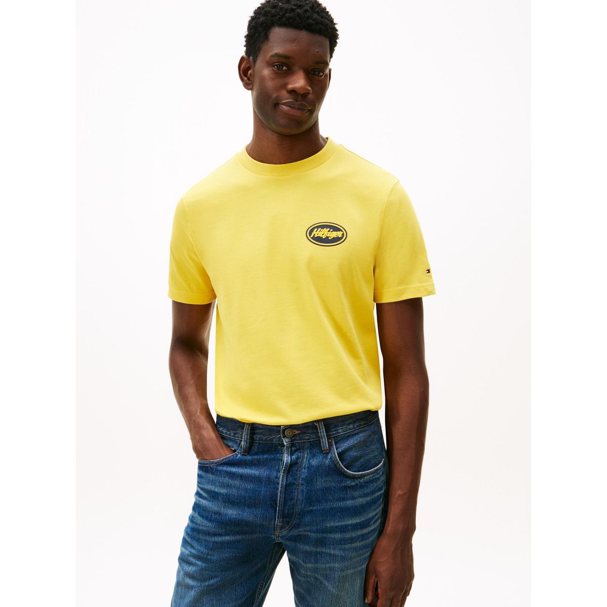 TOMMY HILFIGER - Camiseta amarilla de corte amplio con gráfico trasero Tommy Hilfiger