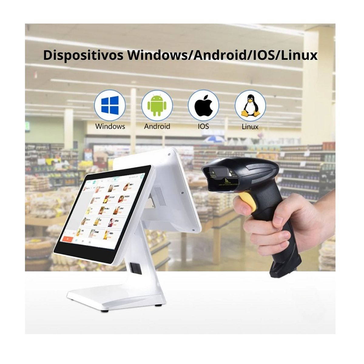 GENERICO - Pistola Lector de Código de Barras Inalámbrico Recargable