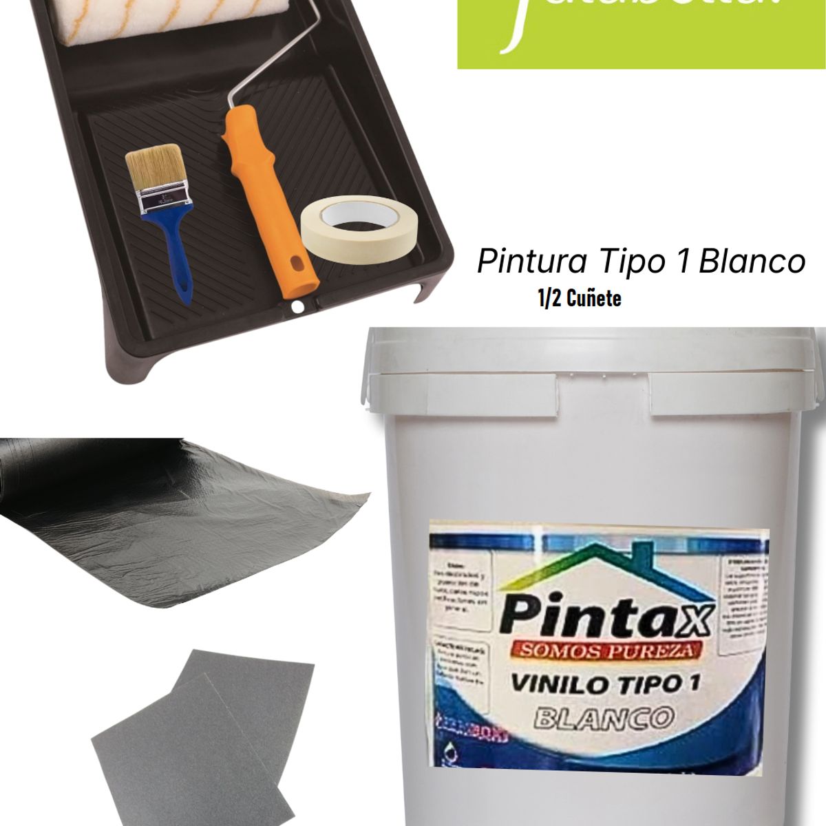 GENERICO - Pintura Blanca Tipo 1 - Medio Cuñete  - Combo Todo en 1 (2.5 galones) + 6 accesorios