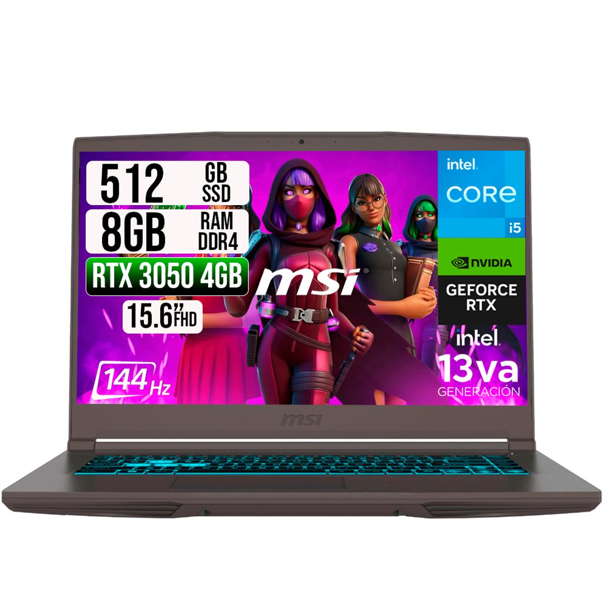 MSI - PORTATIL MSI THIN 15 INTEL I5-13420H RTX 30504GB SSD 512GB RAM 8GB 15.6" FHD 144HZ