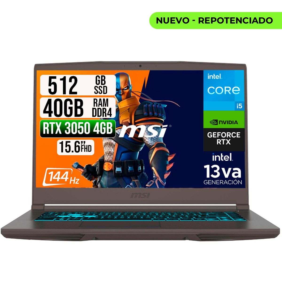 MSI - PORTATIL MSI THIN 15 INTEL I5-13420H RTX 30504GB SSD 512GB RAM 40GB 15.6" FHD 144HZ