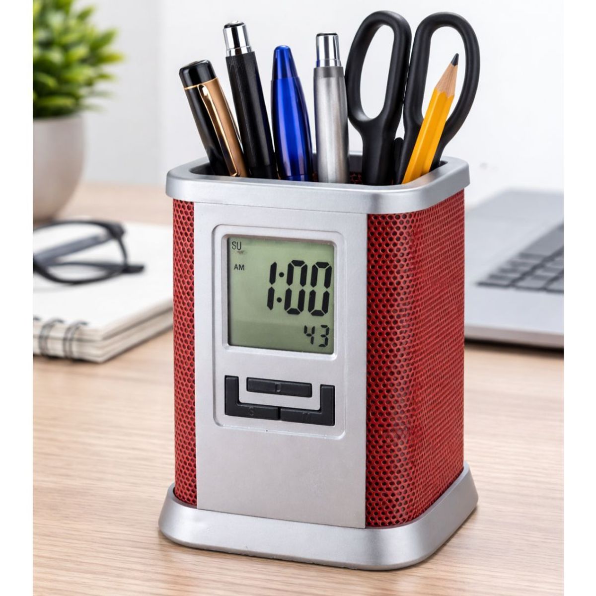 GENERICO - Organizador De Escritorio Con Reloj Digital Multifuncional