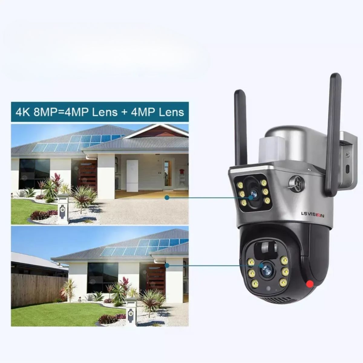 GENERICO - Cámara de Seguridad Solar 4G TP15 Doble Lente Full HD Exterior