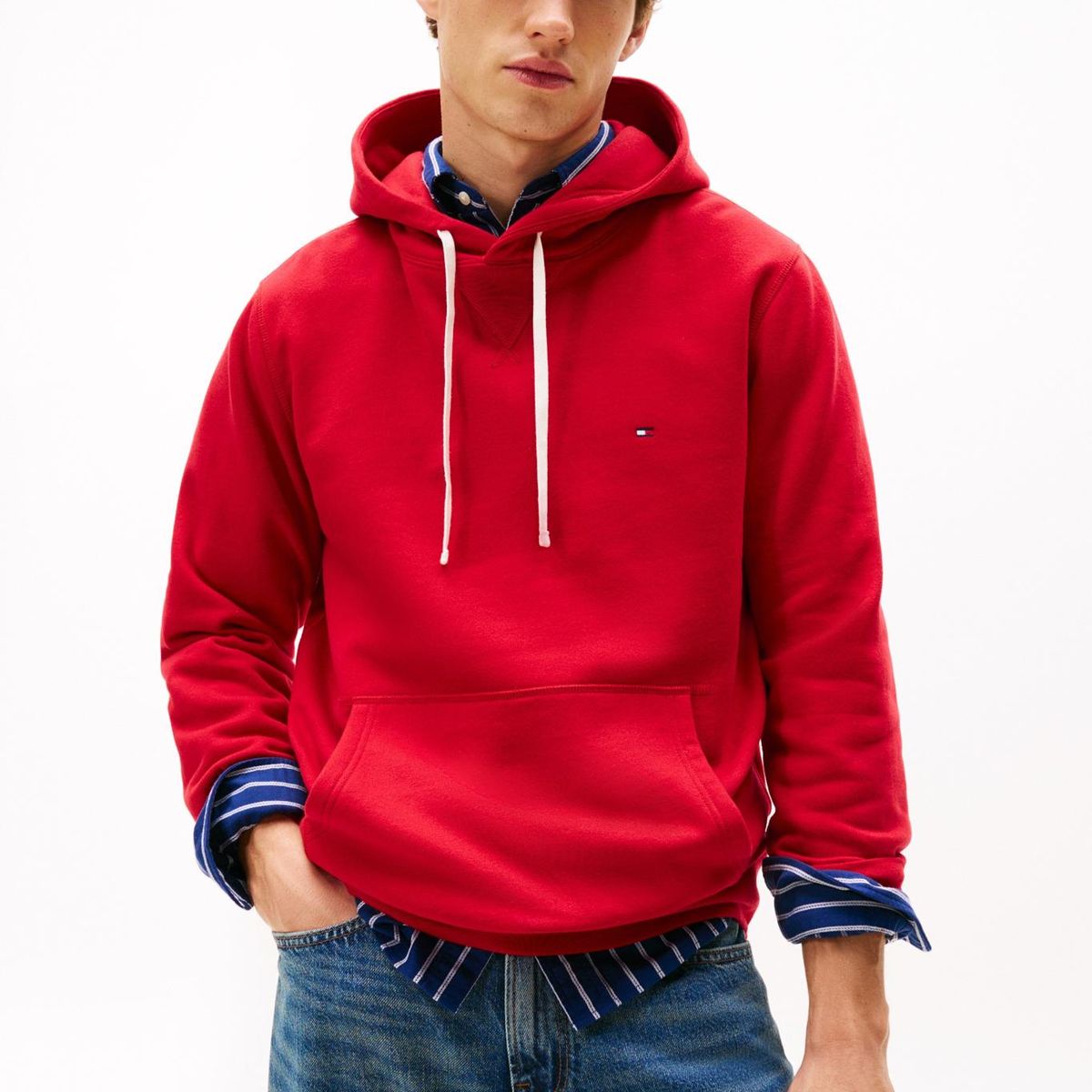 TOMMY HILFIGER - Buzo rojo con capota y logo bordado Tommy Hilfiger