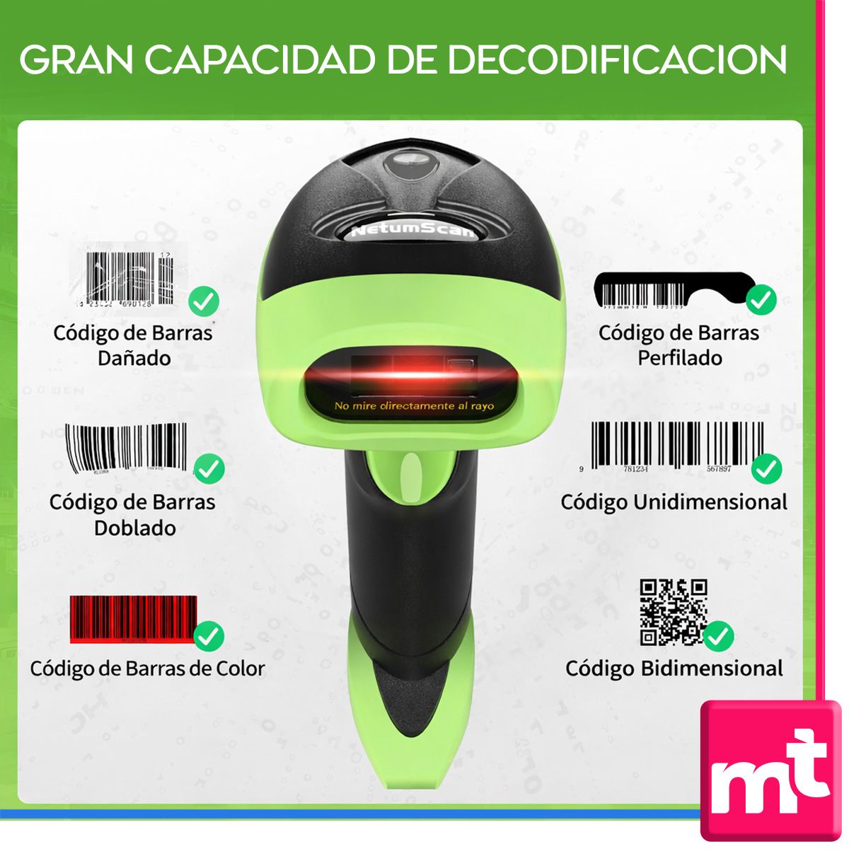 GENERICO - Escáner De Código De Barras Usb 1d 2d qr