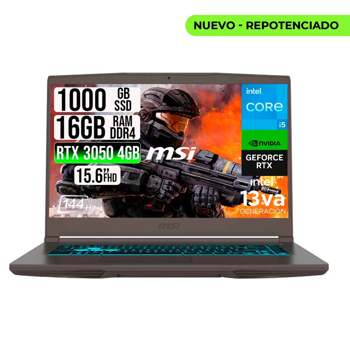 MSI - PORTATIL MSI THIN 15 INTEL I5-13420H RTX 30504GB SSD 1TB RAM 16B 15.6" FHD 144HZ