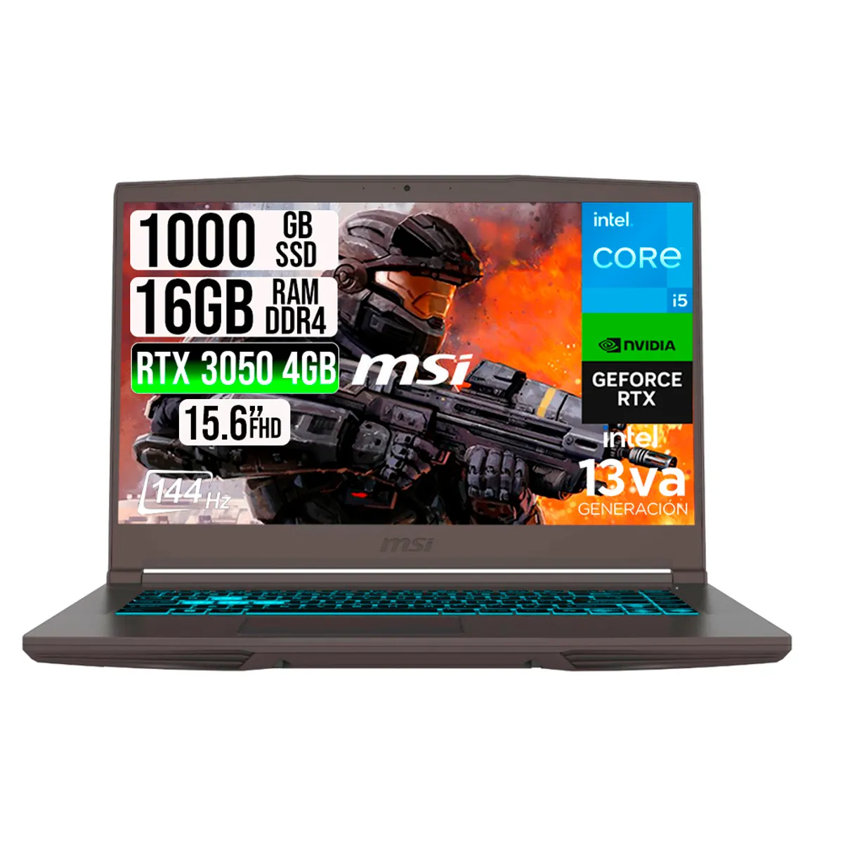 MSI - PORTATIL MSI THIN 15 INTEL I5-13420H RTX 30504GB SSD 1TB RAM 16B 15.6" FHD 144HZ