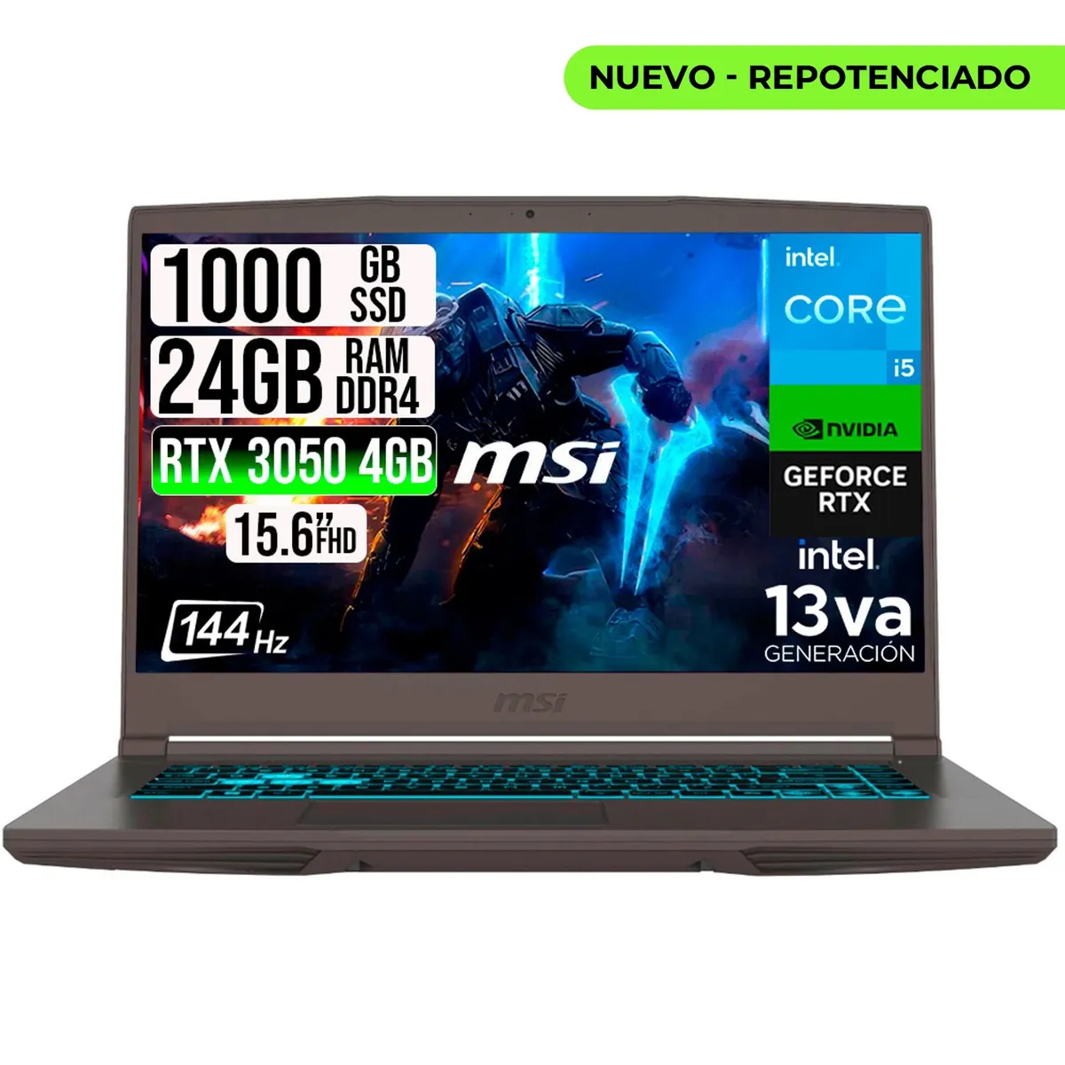 MSI - PORTATIL MSI THIN 15 INTEL I5-13420H RTX 30504GB SSD 1TB RAM 24GB 15.6" FHD 144HZ