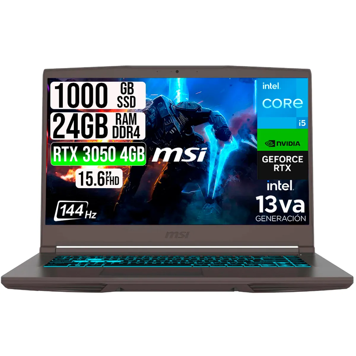 MSI - PORTATIL MSI THIN 15 INTEL I5-13420H RTX 30504GB SSD 1TB RAM 24GB 15.6" FHD 144HZ
