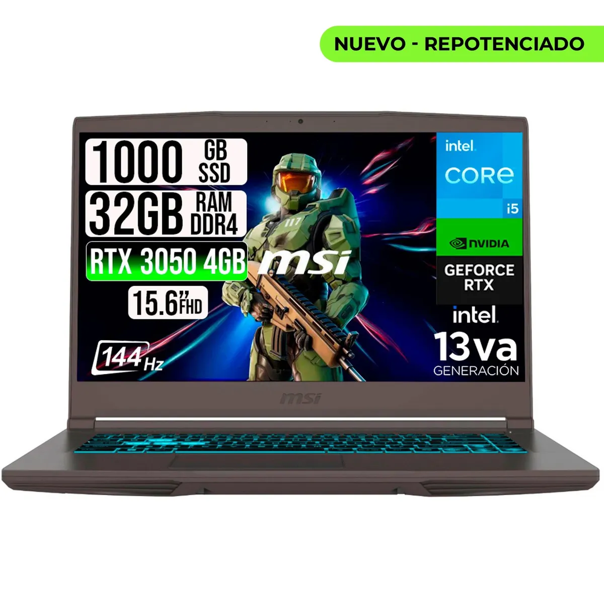 MSI - PORTATIL MSI THIN 15 INTEL I5-13420H RTX 30504GB SSD 1TB RAM 32GB 15.6" FHD 144HZ
