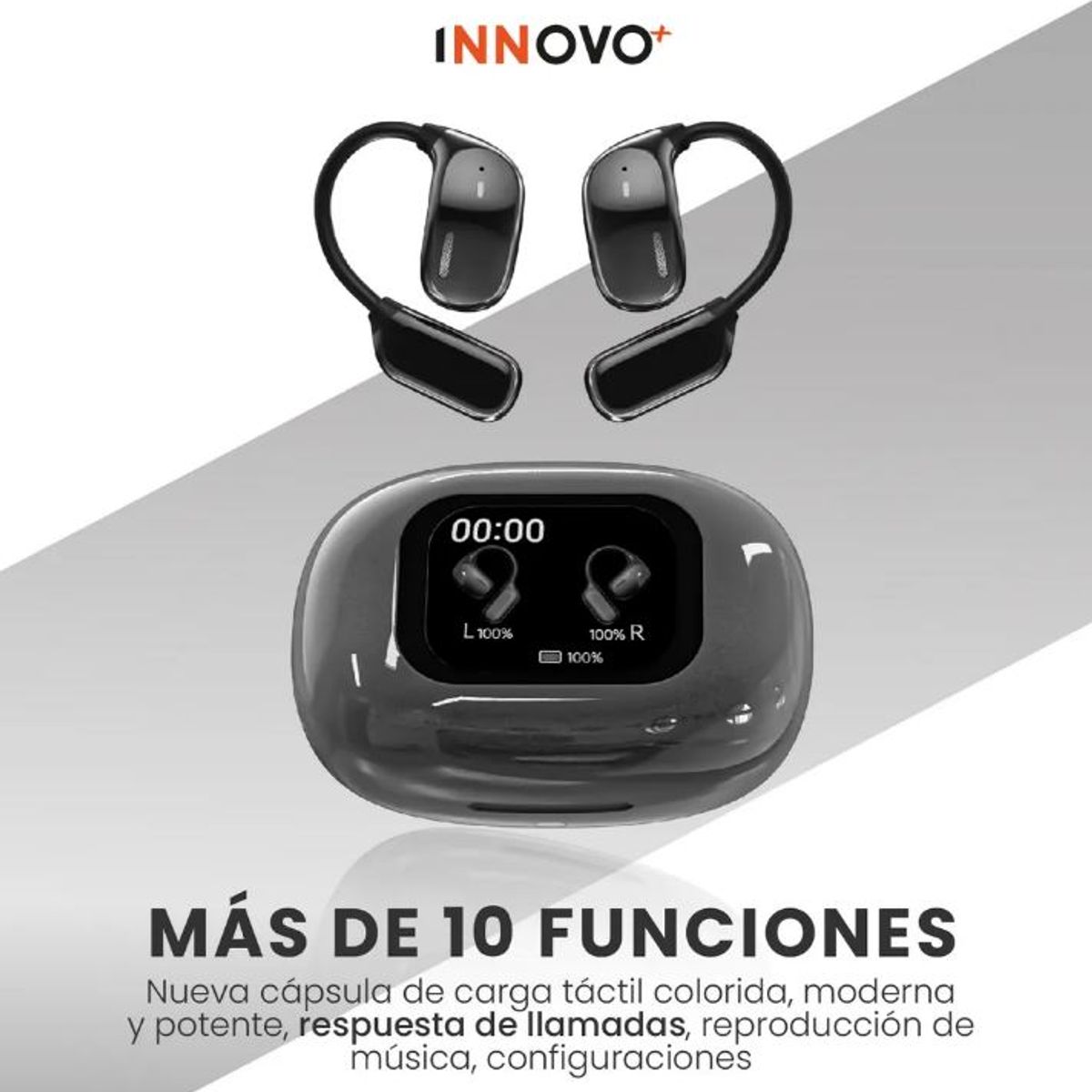 INNOVA - Audífonos Traductores Inteligentes Traducción Simultánea 144 Idiomas Táctil Negro Negro
