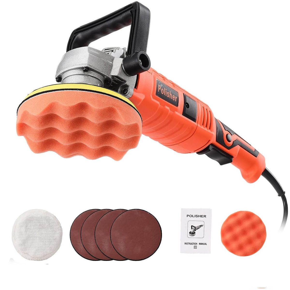 GENERICO - Polichadora Brilladora 7 Pulgadas Electrica 1.500w + Accesor Amarillo 110v