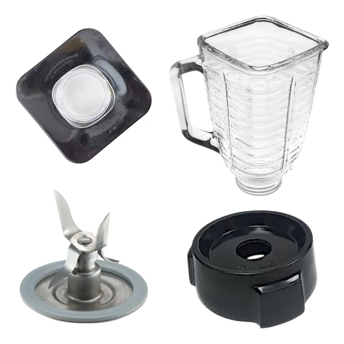 GENERICO - Vaso Para Licuadora Oster Vidrio + Kit Tapa Cuchilla Y Base