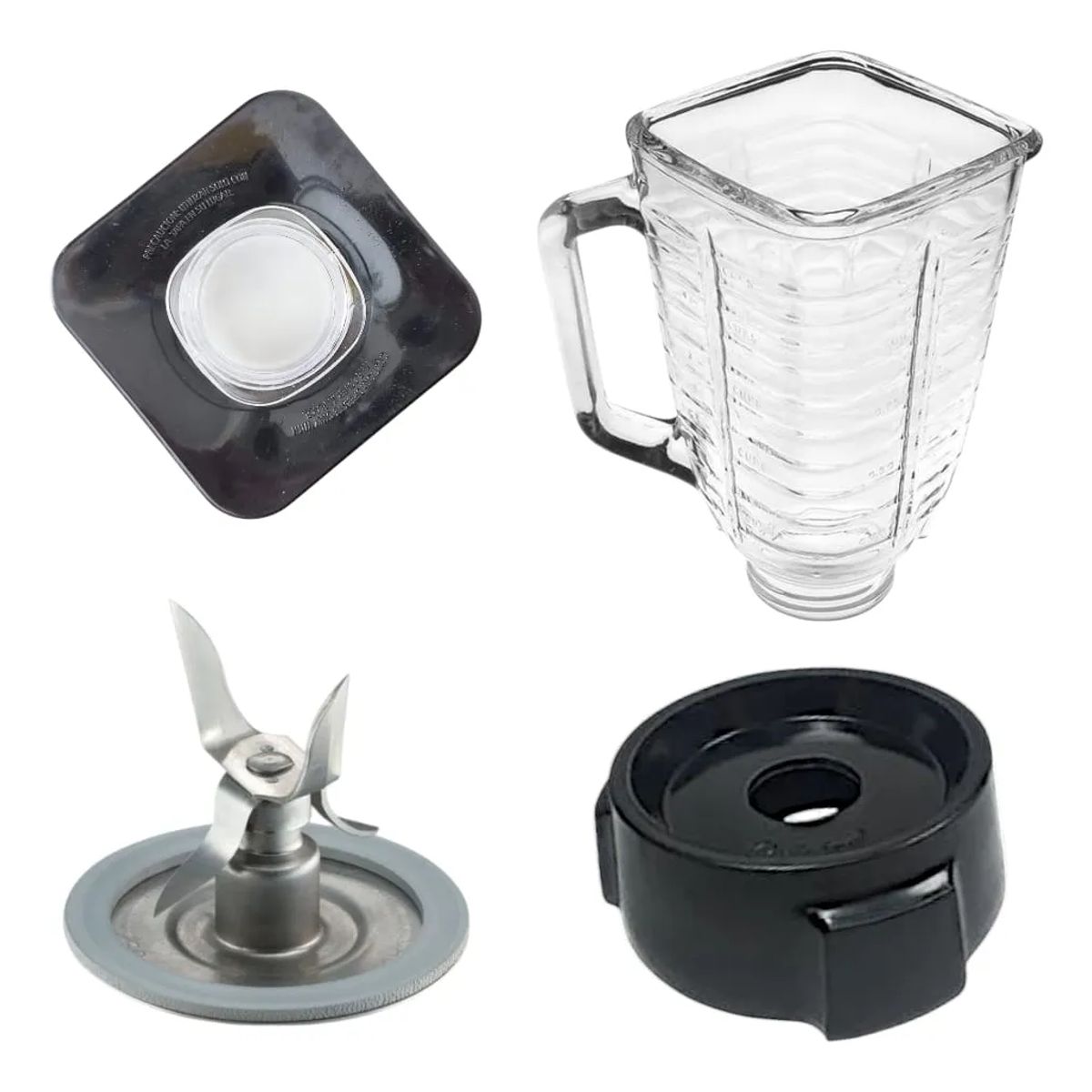 GENERICO - Vaso Para Licuadora Oster Vidrio + Kit Tapa Cuchilla Y Base