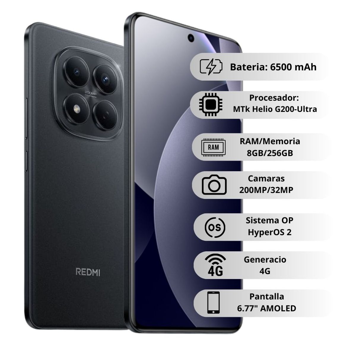 XIAOMI - Celular Xiaomi Redmi Note 15 Pro 256GB/8GB RAM - Negro
