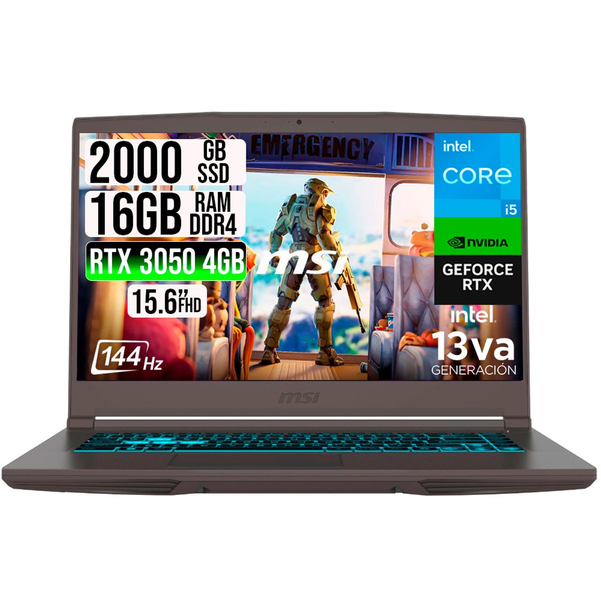 MSI - PORTATIL MSI THIN 15 INTEL I5-13420H RTX 30504GB SSD 2TB RAM 16GB 15.6" FHD 144HZ